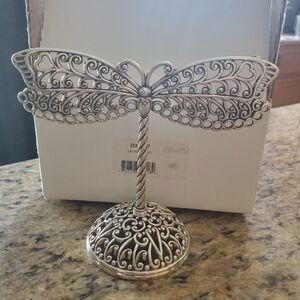 Brighton Earing holder Silver Dragonfly Filigree Decor Accent